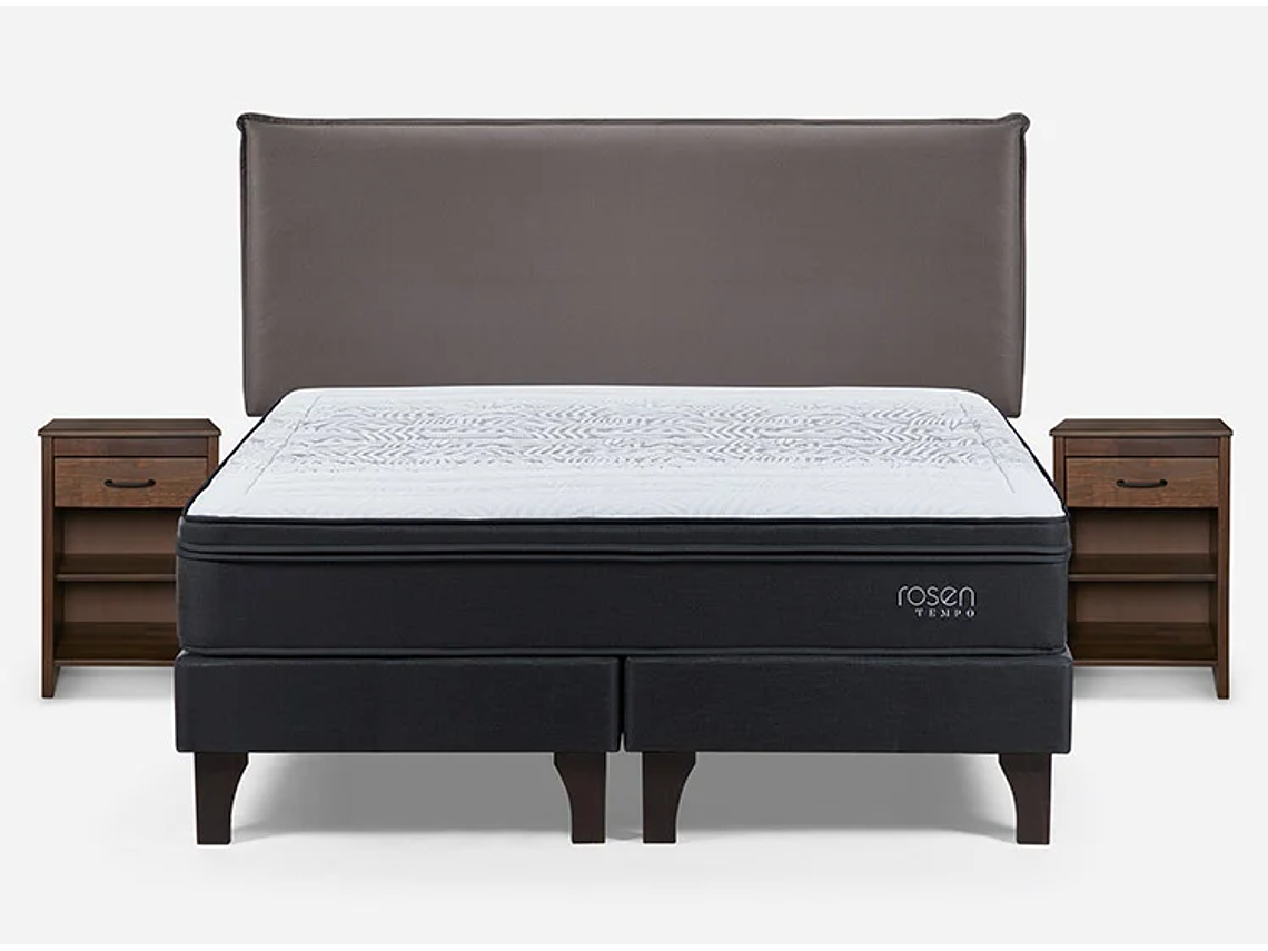 JUEGO DE DORMITORIO ROSEN CAMA EUROPEA TEMPO BD 2 PLAZAS GRAFITO + SET MAURICE CHOCOLATE 1