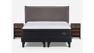 JUEGO DE DORMITORIO ROSEN CAMA EUROPEA TEMPO BD 2 PLAZAS GRAFITO + SET MAURICE CHOCOLATE