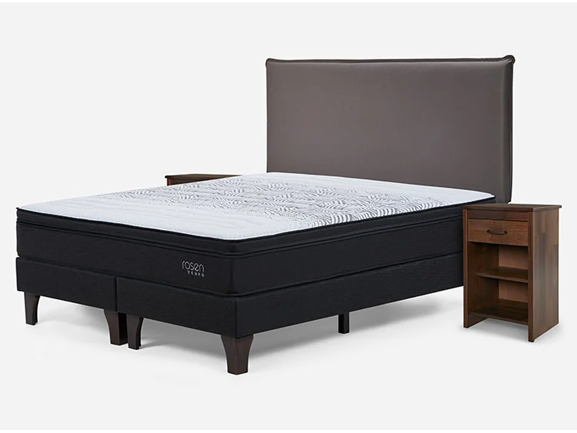 JUEGO DE DORMITORIO ROSEN CAMA EUROPEA TEMPO BD 2 PLAZAS GRAFITO + SET MAURICE CHOCOLATE 2