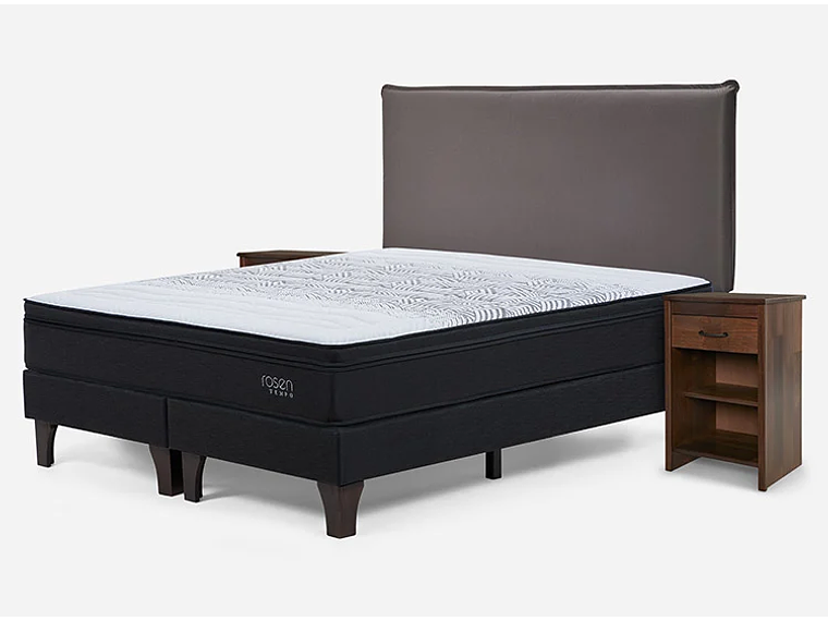 JUEGO DE DORMITORIO ROSEN CAMA EUROPEA TEMPO BD 2 PLAZAS GRAFITO + SET MAURICE CHOCOLATE 2