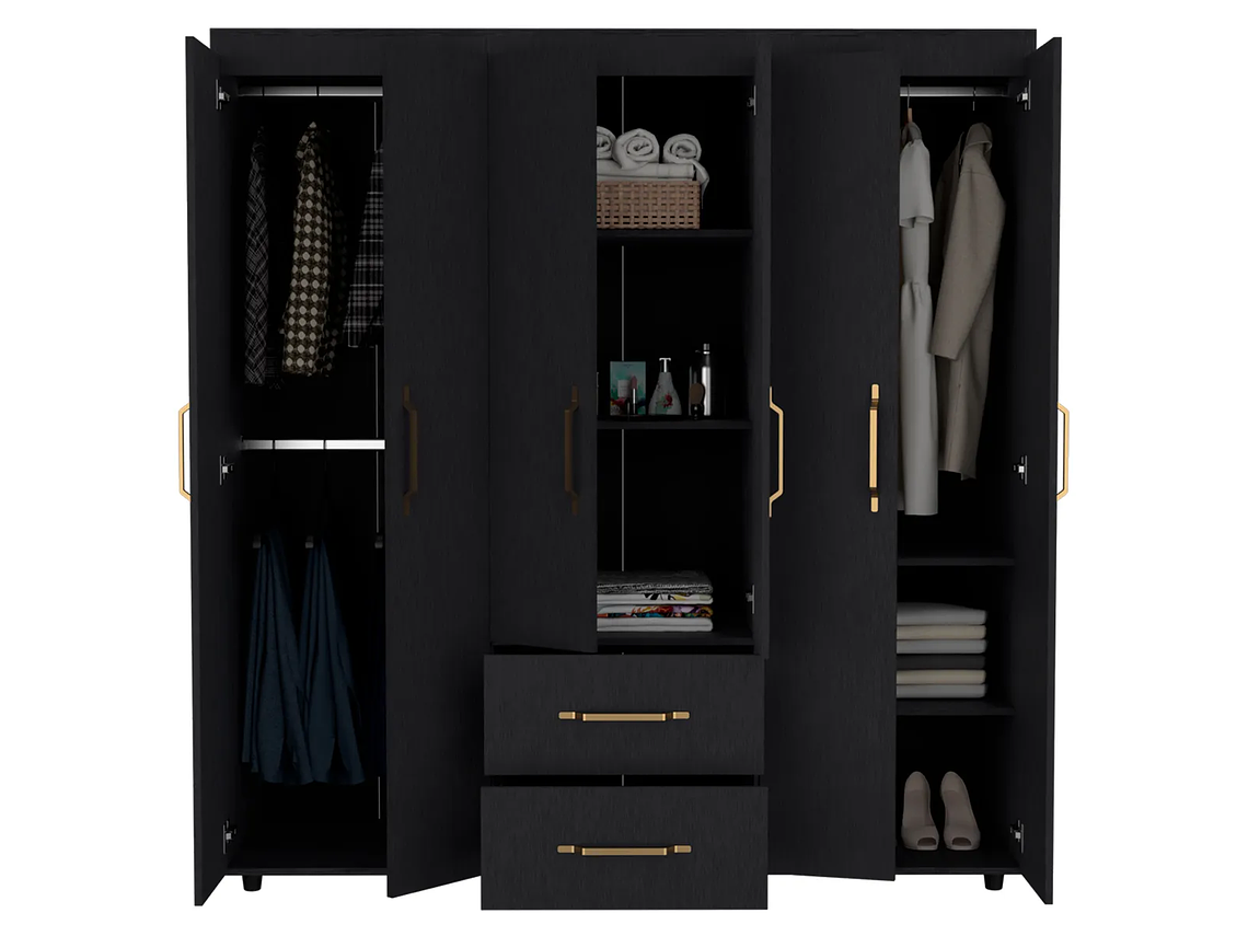 CLÓSET TUHOME WENGUE GOLDEN 6 PUERTAS 2 CAJONES NEGRO 3