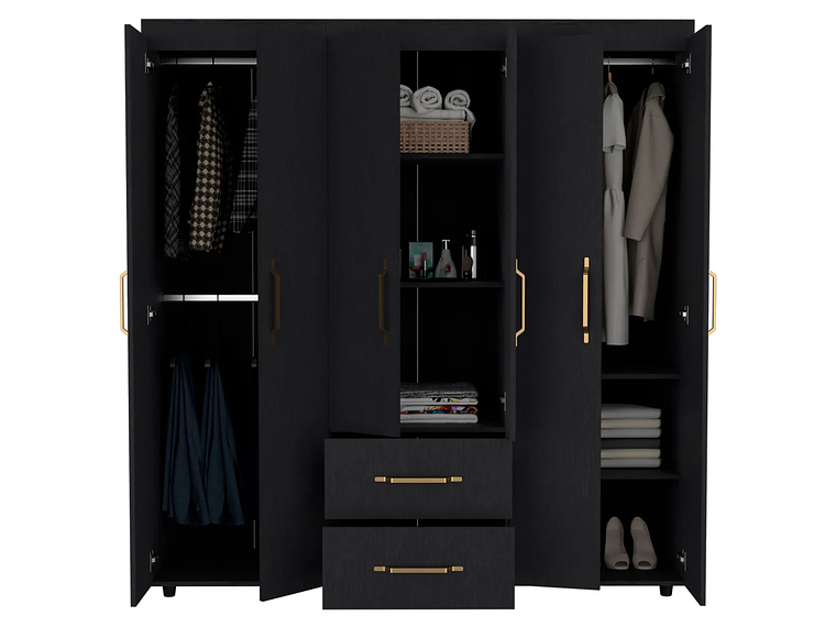 CLÓSET TUHOME WENGUE GOLDEN 6 PUERTAS 2 CAJONES NEGRO 3