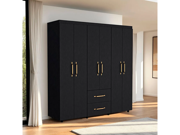 CLÓSET TUHOME WENGUE GOLDEN 6 PUERTAS 2 CAJONES NEGRO 4