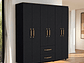 CLÓSET TUHOME WENGUE GOLDEN 6 PUERTAS 2 CAJONES NEGRO - Miniatura 4