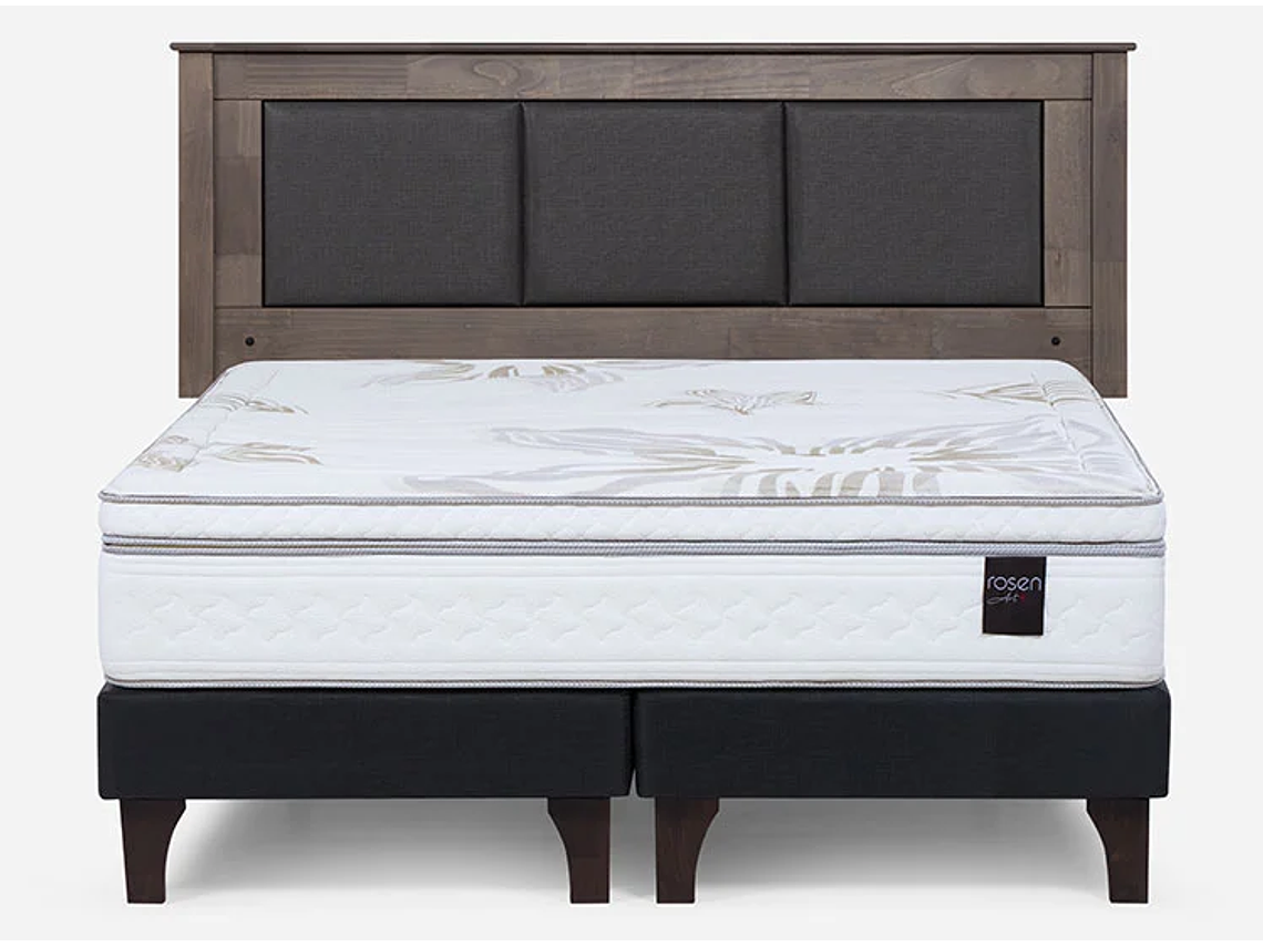 JUEGO DE DORMITORIO ROSEN CAMA EUROPEA ART 4 BD 2 PLAZAS + RESPALDO RACHEL GRIS 1