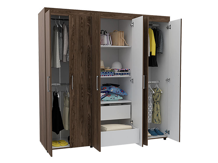 CLOSET TUHOME AMATISTA 6 PUERTAS 2 CAJONES COÑAC 4