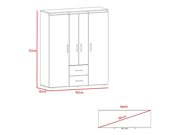 CLOSET TUHOME BARILOCHE ECO WENGUE 15 PUERTAS 2 CAJONES NEGRO 3