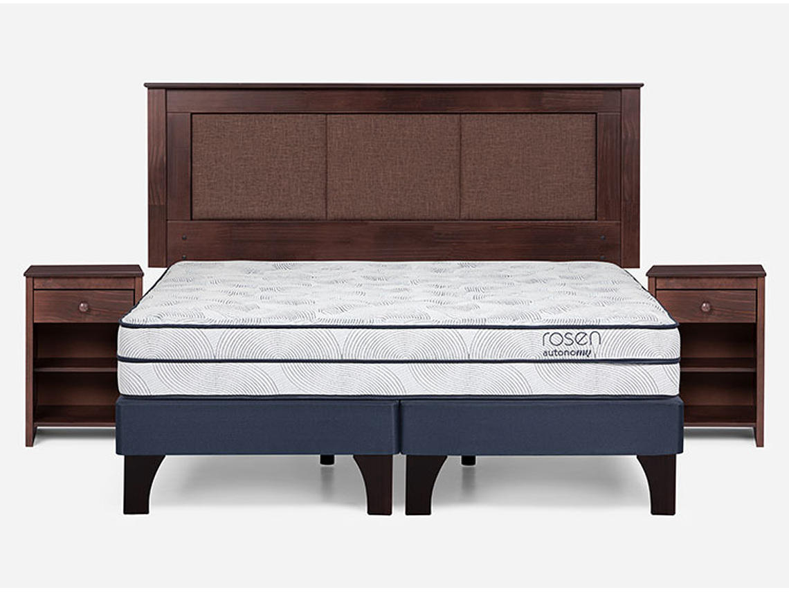 JUEGO DE DORMITORIO ROSEN CAMA EUROPEA AUTONOMY SKY BD 2 PLAZAS AZUL + SET RACHEL 1
