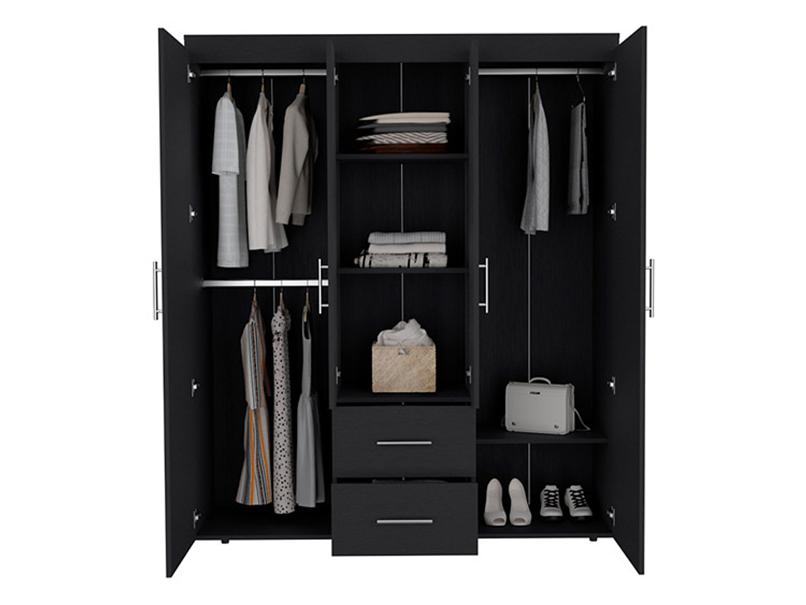 CLOSET TUHOME BARILOCHE ECO WENGUE 15 PUERTAS 2 CAJONES NEGRO 4