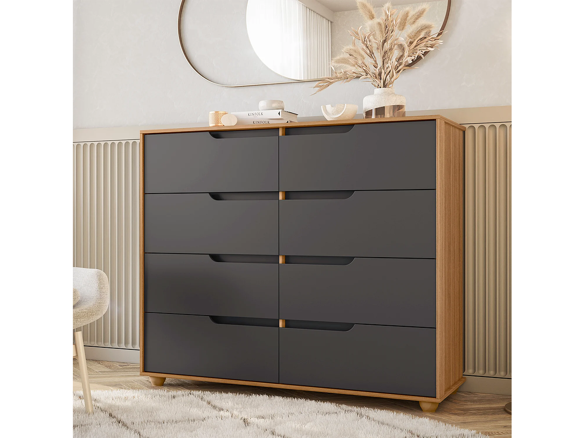 COMBO CLOSET VEKKA HOME MOBI 4 PUERTAS 2 CAJONES + COMODA 8 CAJONES GRAFITO 1