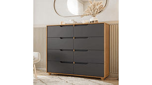 COMBO CLOSET VEKKA HOME MOBI 4 PUERTAS 2 CAJONES + COMODA 8 CAJONES GRAFITO