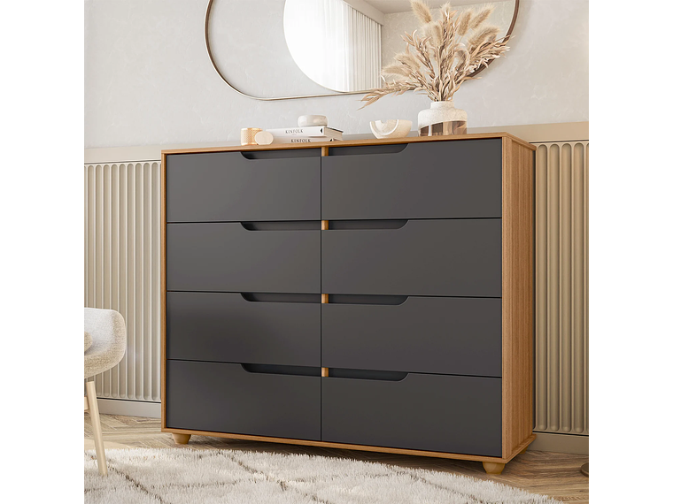 COMBO CLOSET VEKKA HOME MOBI 4 PUERTAS 2 CAJONES + COMODA 8 CAJONES GRAFITO 1