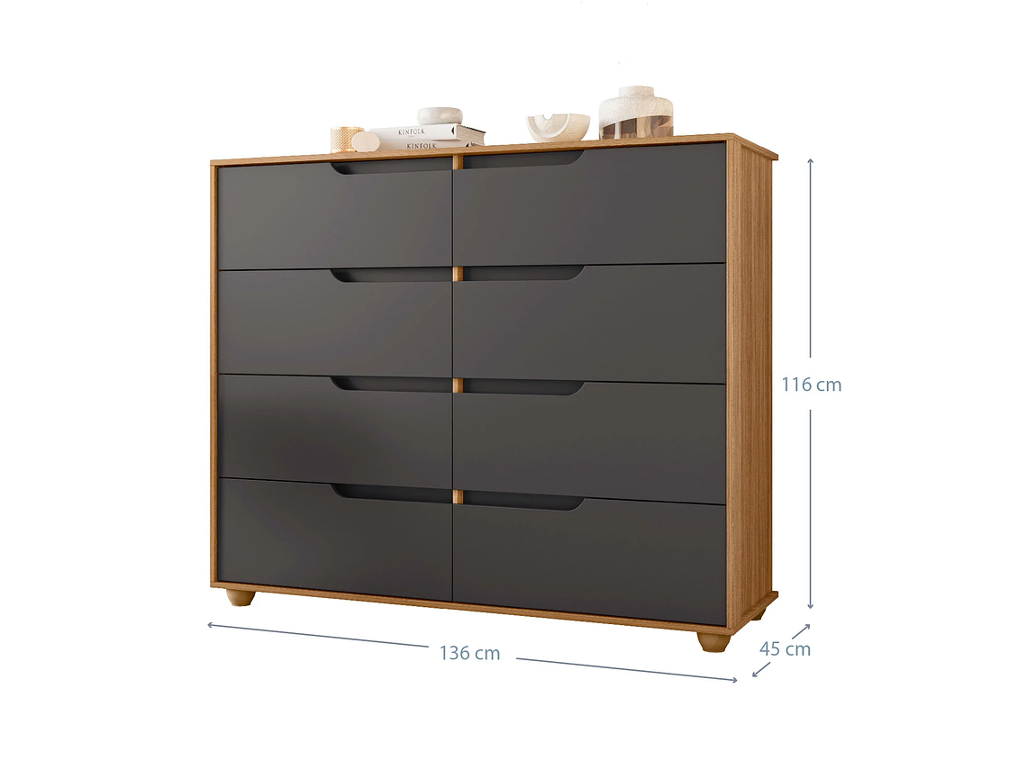 COMBO CLOSET VEKKA HOME MOBI 4 PUERTAS 2 CAJONES + COMODA 8 CAJONES GRAFITO 2