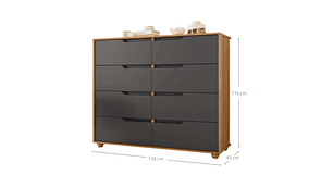 COMBO CLOSET VEKKA HOME MOBI 4 PUERTAS 2 CAJONES + COMODA 8 CAJONES GRAFITO