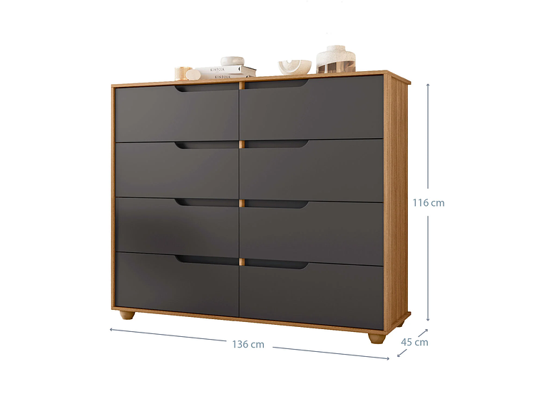 COMBO CLOSET VEKKA HOME MOBI 4 PUERTAS 2 CAJONES + COMODA 8 CAJONES GRAFITO 2