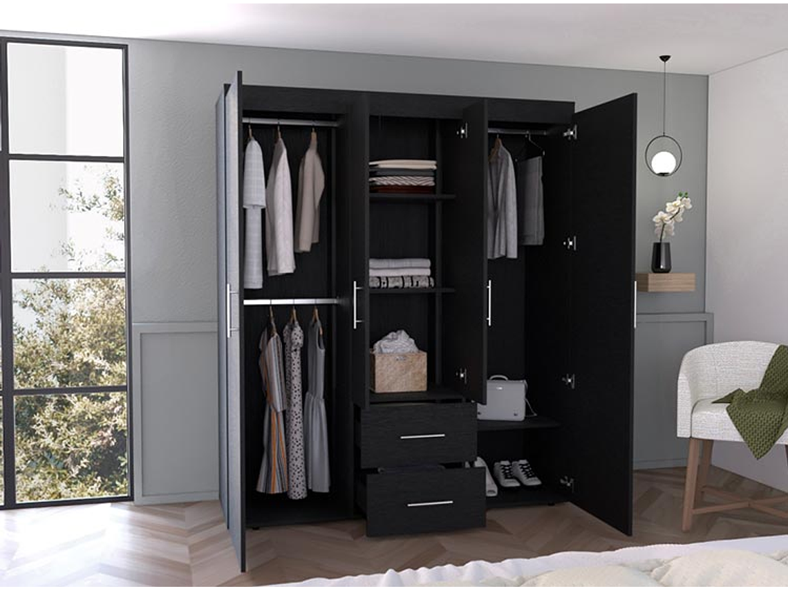 CLOSET TUHOME BARILOCHE ECO WENGUE 15 PUERTAS 2 CAJONES NEGRO 6