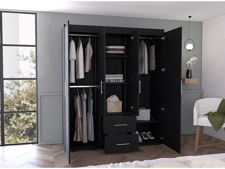 CLOSET TUHOME BARILOCHE ECO WENGUE 15 PUERTAS 2 CAJONES NEGRO 6