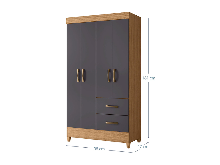COMBO CLOSET VEKKA HOME MOBI 4 PUERTAS 2 CAJONES + COMODA 8 CAJONES GRAFITO 4