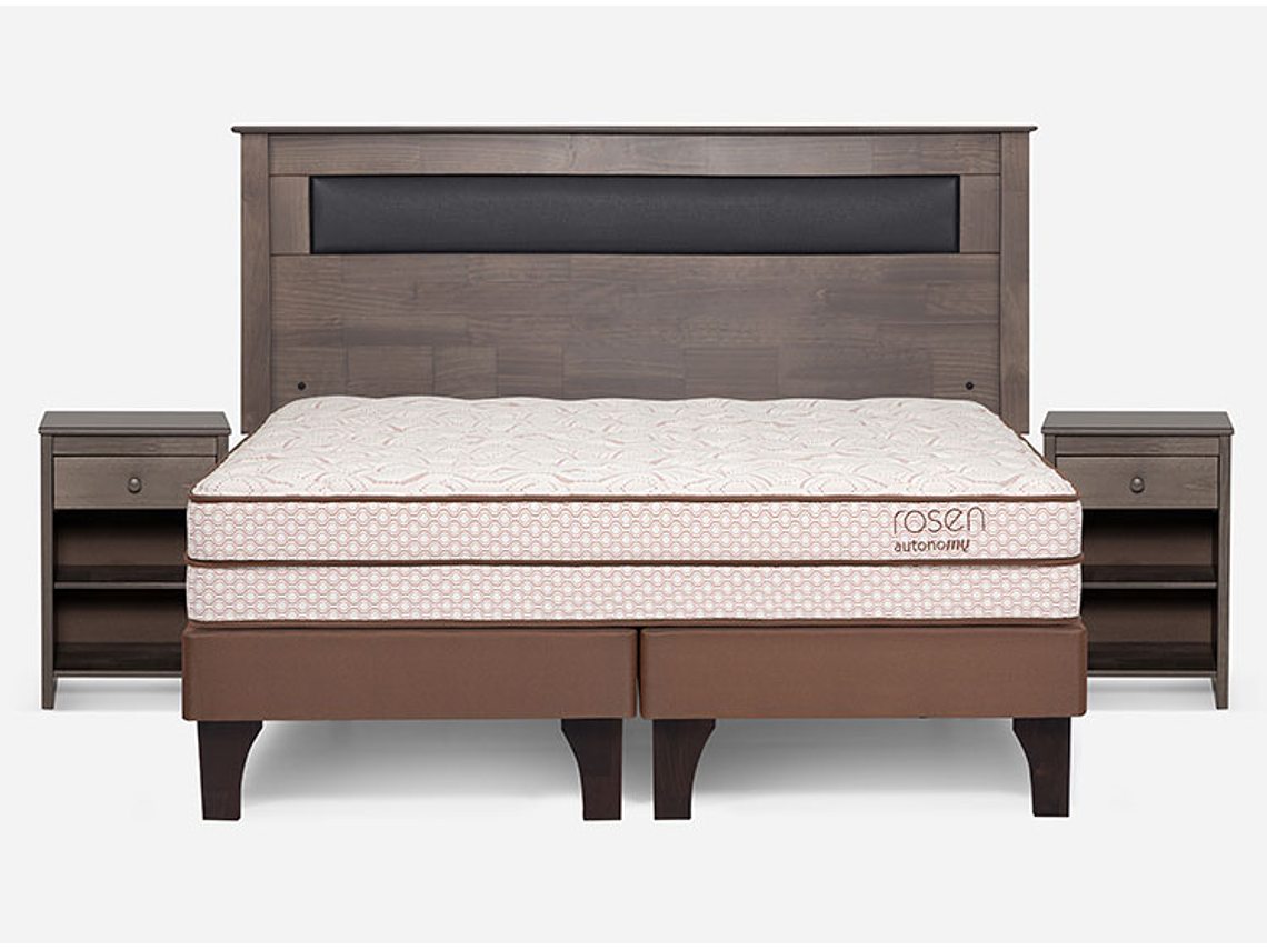 JUEGO DE DORMITORIO ROSEN CAMA EUROPEA AUTONOMY LAND PB BD 2 PLAZAS + SET FERRARA GRIS 1