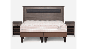 JUEGO DE DORMITORIO ROSEN CAMA EUROPEA AUTONOMY LAND PB BD 2 PLAZAS + SET FERRARA GRIS