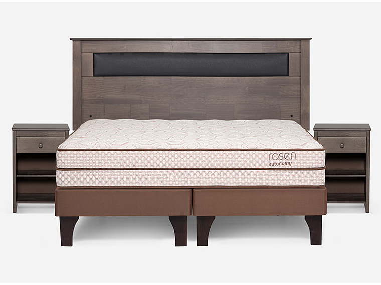 JUEGO DE DORMITORIO ROSEN CAMA EUROPEA AUTONOMY LAND PB BD 2 PLAZAS + SET FERRARA GRIS 1