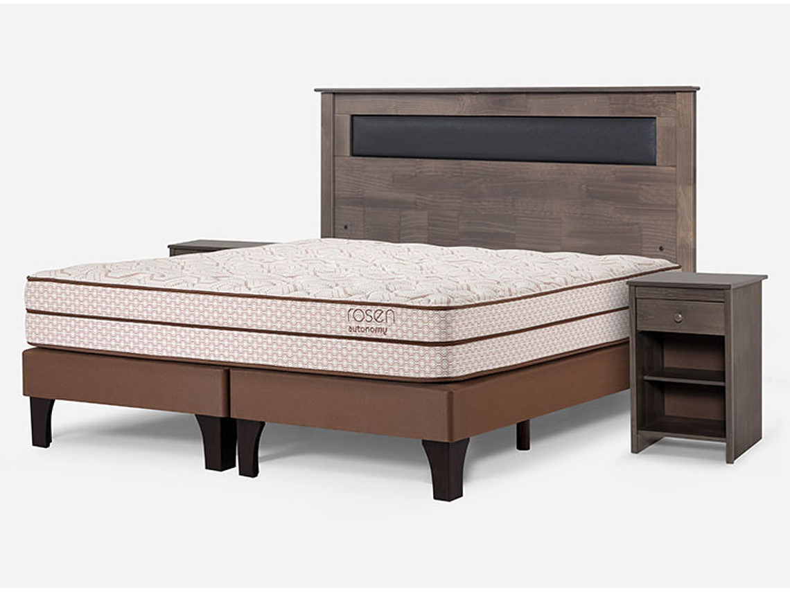 JUEGO DE DORMITORIO ROSEN CAMA EUROPEA AUTONOMY LAND PB BD 2 PLAZAS + SET FERRARA GRIS 2