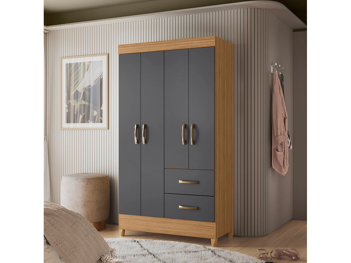 COMBO CLOSET VEKKA HOME MOBI 4 PUERTAS 2 CAJONES + COMODA 8 CAJONES GRAFITO 6