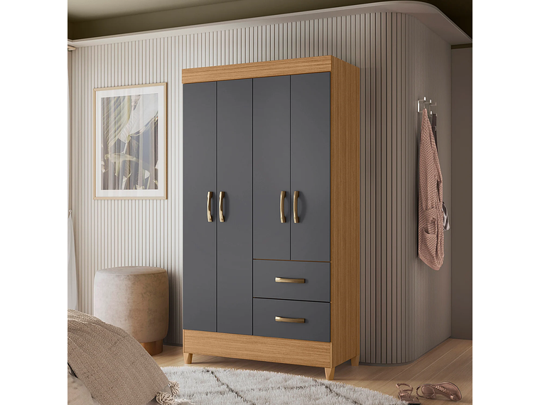 COMBO CLOSET VEKKA HOME MOBI 4 PUERTAS 2 CAJONES + COMODA 8 CAJONES GRAFITO 6