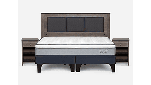 JUEGO DE DORMITORIO ROSEN CAMA EUROPEA INDIE PM BD 2 PLAZAS + SET RACHEL GRIS