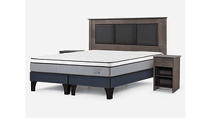 JUEGO DE DORMITORIO ROSEN CAMA EUROPEA INDIE PM BD 2 PLAZAS + SET RACHEL GRIS