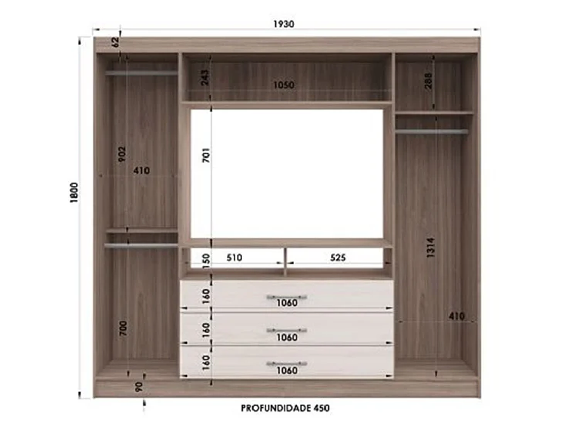 CLOSET YARDAS G584 CARVALLE ASPEN 2 PUERTAS 3 CAJONES BLANCO 3