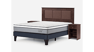 JUEGO DE DORMITORIO ROSEN CAMA EUROPEA INDIE BN 2 PLAZAS AZUL + SET RACHEL