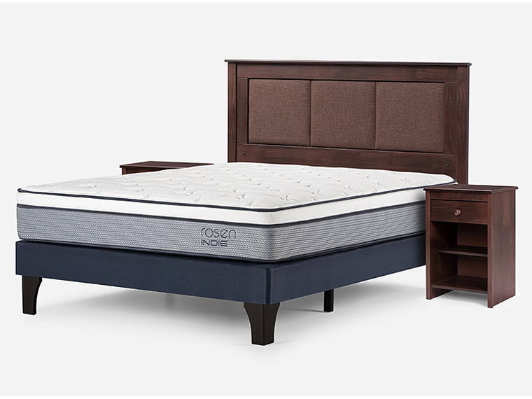 JUEGO DE DORMITORIO ROSEN CAMA EUROPEA INDIE BN 2 PLAZAS AZUL + SET RACHEL 2