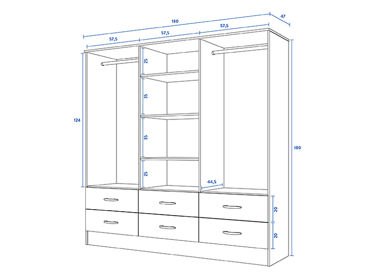 CLOSET CIC MAIPO 6 PUERTAS / 6 CAJONES 180 CM WENGUE 2
