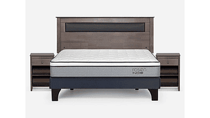 JUEGO DE DORMITORIO ROSEN CAMA EUROPEA INDIE PM BN 2 PLAZAS + SET FERRARA GRIS