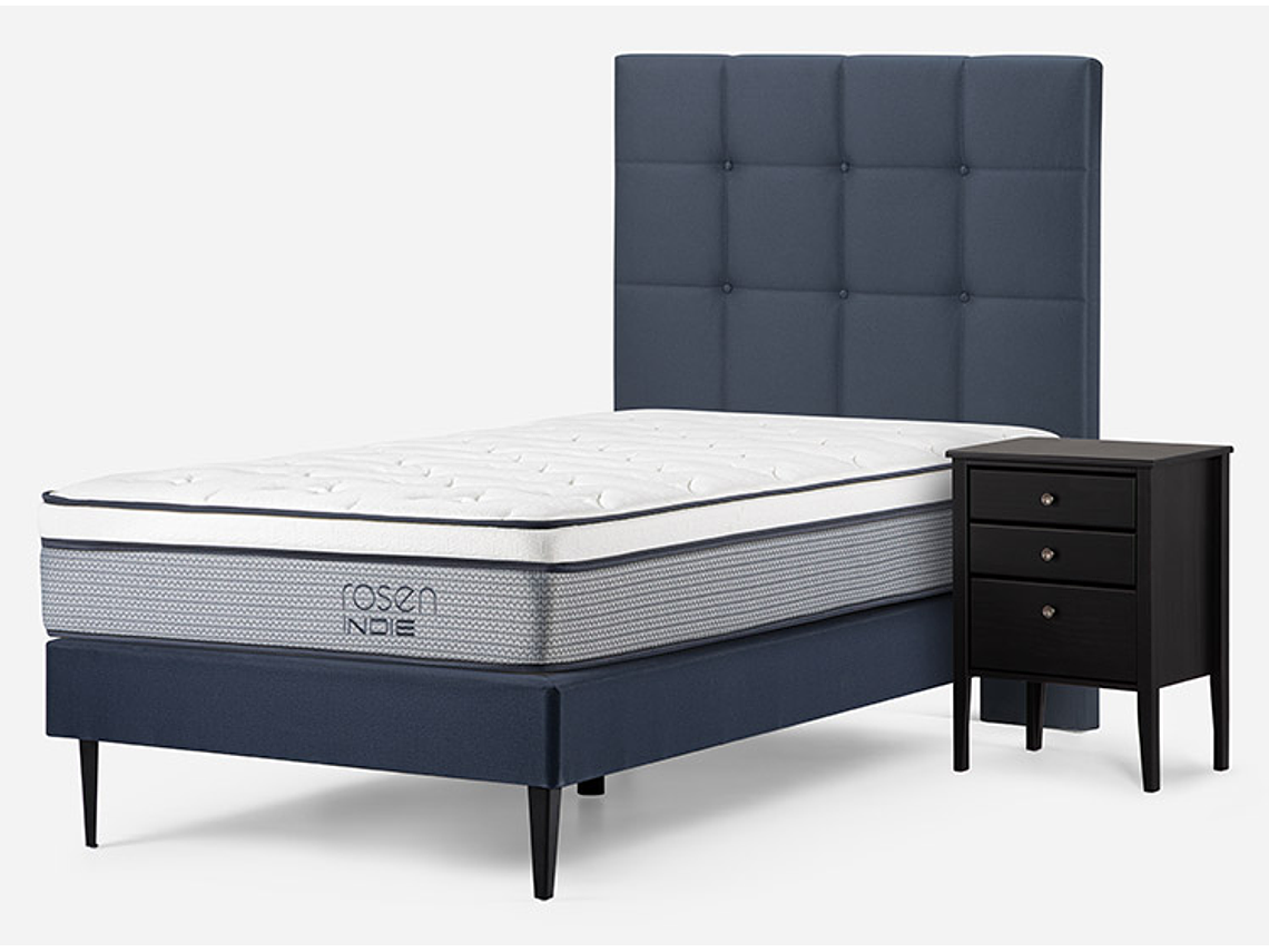JUEGO DE DORMITORIO ROSEN CAMA EUROPEA INDIE 1 PLAZA + SET ISSEY AZUL 2