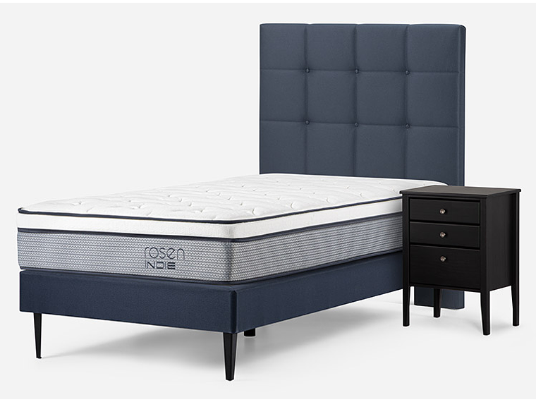 JUEGO DE DORMITORIO ROSEN CAMA EUROPEA INDIE 1 PLAZA + SET ISSEY AZUL 2