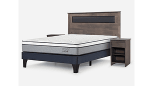 JUEGO DE DORMITORIO ROSEN CAMA EUROPEA INDIE PM BN 2 PLAZAS + SET FERRARA GRIS