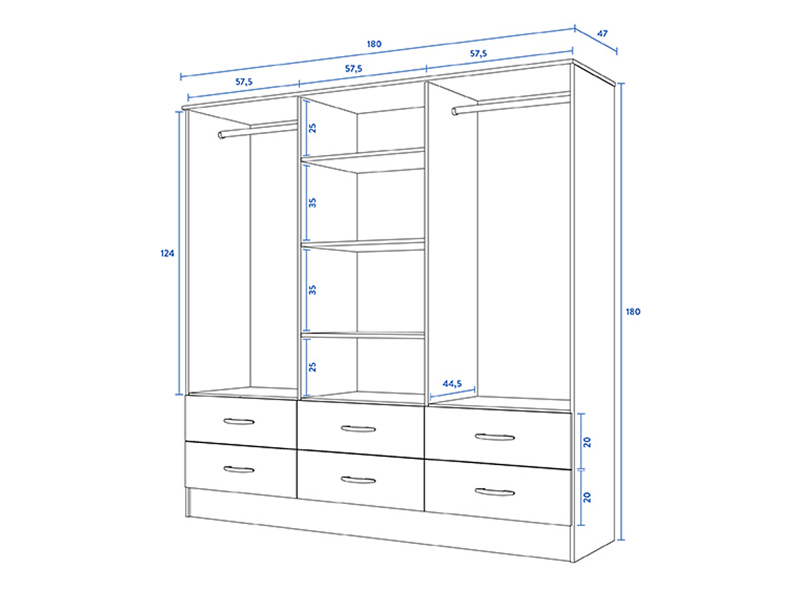 CLOSET CIC MAIPO 6 PUERTAS / 6 CAJONES 180 CM CEREZO 3