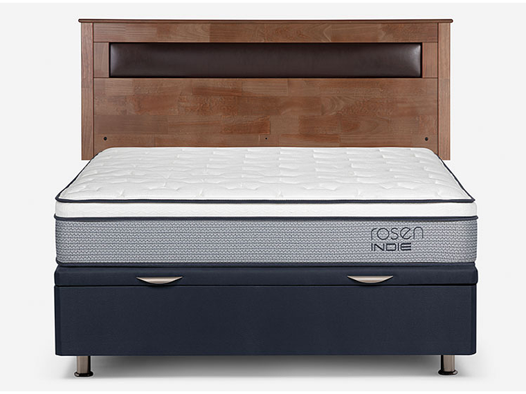 JUEGO DE DORMITORIO ROSEN CAMA BOXET INDIE 2 PLAZAS + RESPALDO FERRARA 1