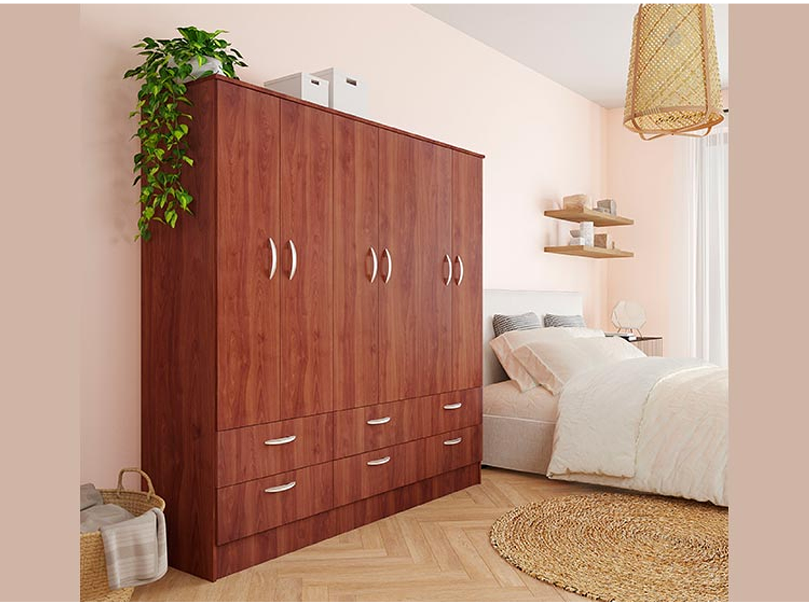 CLOSET CIC MAIPO 6 PUERTAS / 6 CAJONES 180 CM CEREZO 6