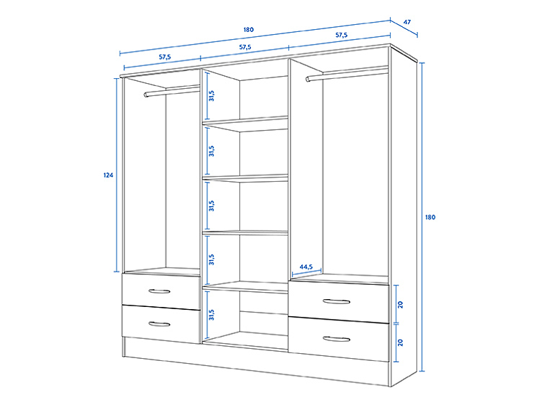 CLOSET CIC MAIPO 6 PUERTAS / 4 CAJONES 180 CM CHOCOLATE 5