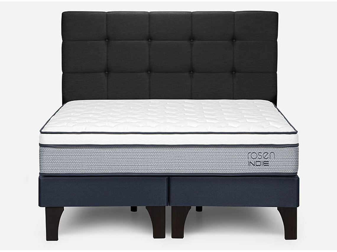 JUEGO DE DORMITORIO ROSEN CAMA EUROPEA INDIE BD 2 PLAZAS + RESPALDO ISSEY GRIS 2