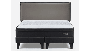 JUEGO DE DORMITORIO ROSEN CAMA EUROPEA TEMPO BD 2 PLAZAS + RESPALDO MAURICE GRIS