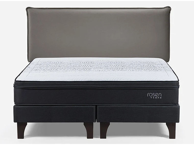 JUEGO DE DORMITORIO ROSEN CAMA EUROPEA TEMPO BD 2 PLAZAS + RESPALDO MAURICE GRIS 1