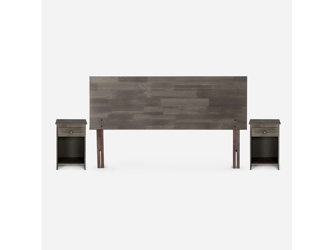 CAMA PRATTA 2 PLAZAS PATA MADERA BD + MUEBLES TABOR GRAFITO 3