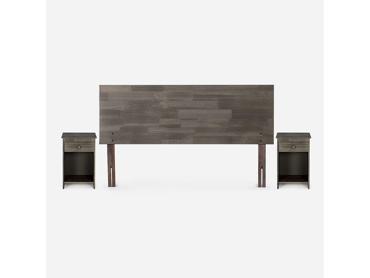 CAMA PRATTA 2 PLAZAS PATA MADERA BD + MUEBLES TABOR GRAFITO 3