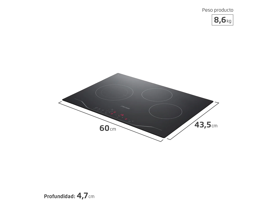 ENCIMERA ELÉCTRICA 3 PLATOS FENSA VITROCERÁMICA FEV 3T 2