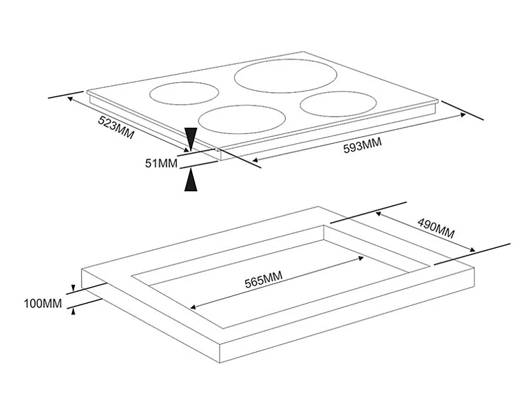 ENCIMERA VITROCERAMICA EMPOTRABLE ELÉCTRICA URSUS TROTTER 4 QUEMADORAS UT-VCT 4P INOX 7
