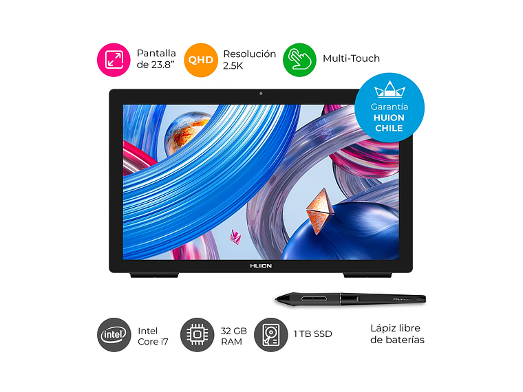 TABLETA GRAFICA COMPUTADOR HUION KAMVAS STUDIO 24 / 1TB SSD / 32GB RAM / 23.8' QHD 1